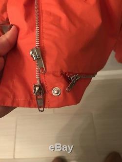 Rare collectible Helmut Lang Astro Biker Bondage Jacket Coat Orange Sz 44