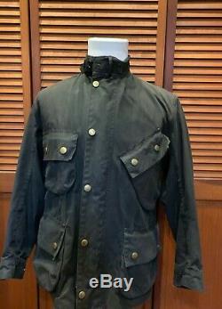 Rare vintage Barbour Beacon A180 motorcycle International Jacket with Belt sz 42