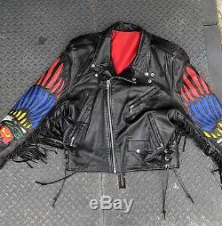 Rare vintage Dallas premium leather Indian patches motorcycle jacket medium