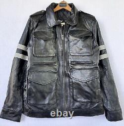 Real Leather Resident Evil 6 Leon Kennedy Biker Jacket Men's Large