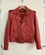 Red Leather Motorcycle Jacket Vintage S/M