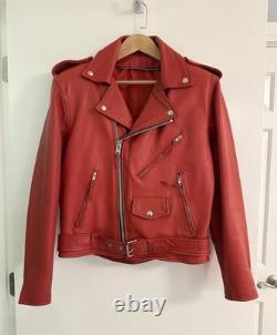 Red Leather Motorcycle Jacket Vintage S/M