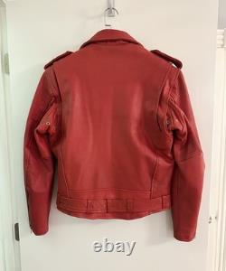 Red Leather Motorcycle Jacket Vintage S/M