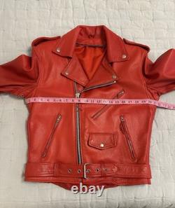 Red Leather Motorcycle Jacket Vintage S/M