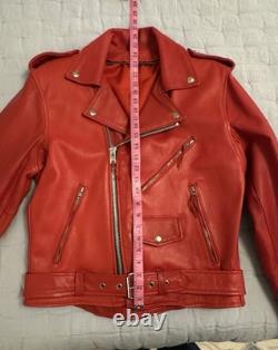 Red Leather Motorcycle Jacket Vintage S/M