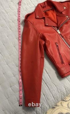 Red Leather Motorcycle Jacket Vintage S/M
