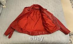 Red Leather Motorcycle Jacket Vintage S/M