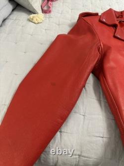 Red Leather Motorcycle Jacket Vintage S/M