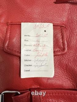 Red Leather Motorcycle Jacket Vintage S/M