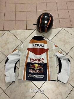 Repair Padded Motorcycle Jacket All Pads Included & Helmet Leather