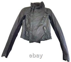 Rick Owens Classic Lambskin Black Leather Biker Jacket Size IT 42 / US 8 Womens