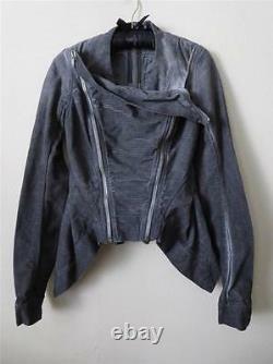 Rick Owens Gray Corduroy Drkshdw Cold Dyed Convertible Biker Jacket S