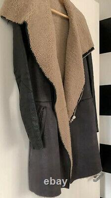 Rick Owens Long Shearling Moto Car Coat SZ XS (4, 38)