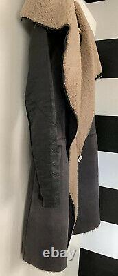 Rick Owens Long Shearling Moto Car Coat SZ XS (4, 38)