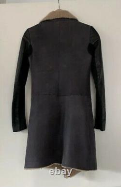 Rick Owens Long Shearling Moto Car Coat SZ XS (4, 38)