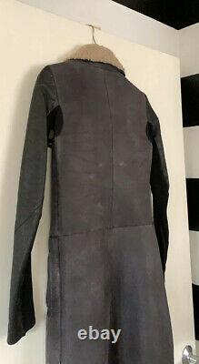 Rick Owens Long Shearling Moto Car Coat SZ XS (4, 38)