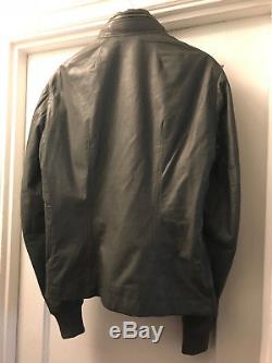 Rick Owens Mens Front Zip Calf Leather'hidden Hooded' Jacket. 52it/42us. Petrol