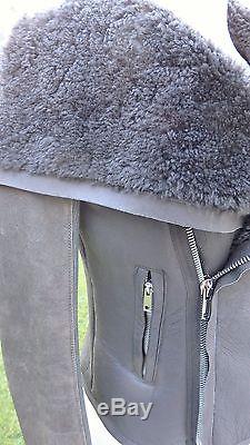 Rick Owens shearling jacket dark brown/grey US4