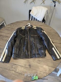 River Road Brown Motorcycle Jacket Men's Distressed Buffalo Leather lined