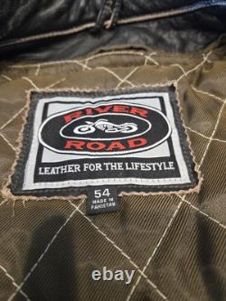 River Road Brown Motorcycle Jacket Men's Distressed Buffalo Leather lined