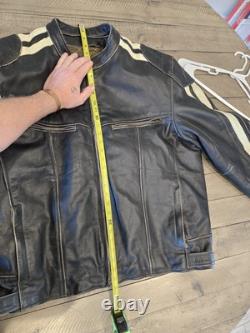 River Road Brown Motorcycle Jacket Men's Distressed Buffalo Leather lined
