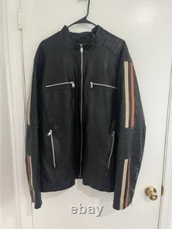 Rivet Biker Mens Black Leather Motorcycle Biker Racer Jacket 2XLT