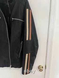 Rivet Biker Mens Black Leather Motorcycle Biker Racer Jacket 2XLT