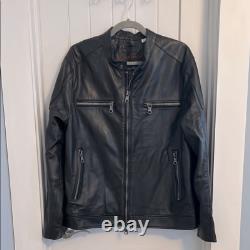 Robert Graham Men's Genuine Leather Black Moto Style Jacket Size XL