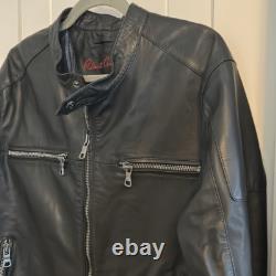 Robert Graham Men's Genuine Leather Black Moto Style Jacket Size XL