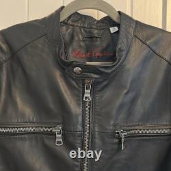 Robert Graham Men's Genuine Leather Black Moto Style Jacket Size XL