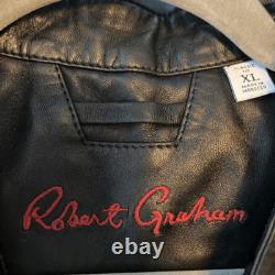 Robert Graham Men's Genuine Leather Black Moto Style Jacket Size XL