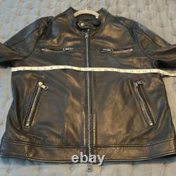 Robert Graham Men's Genuine Leather Black Moto Style Jacket Size XL