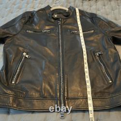Robert Graham Men's Genuine Leather Black Moto Style Jacket Size XL