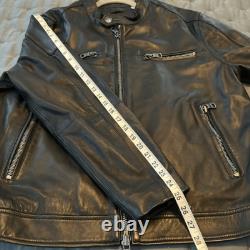 Robert Graham Men's Genuine Leather Black Moto Style Jacket Size XL