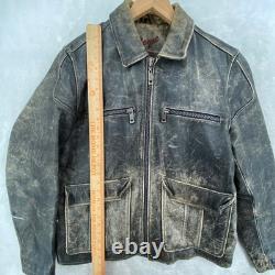 Rogue Leather Jacket Mens Medium Distressed Biker Moto Reilly Olmes Vintage