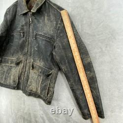 Rogue Leather Jacket Mens Medium Distressed Biker Moto Reilly Olmes Vintage