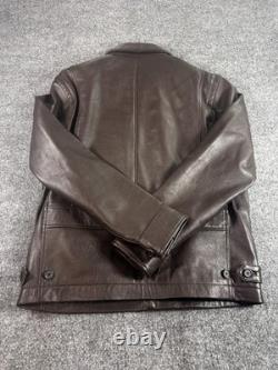 Roundtree & Yorke Men Biker Jacket Small Brown Lamb Skin Outdoor Full Zip Jacket