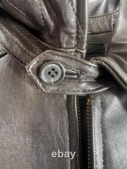 Roundtree & Yorke Men Biker Jacket Small Brown Lamb Skin Outdoor Full Zip Jacket