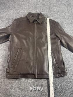 Roundtree & Yorke Men Biker Jacket Small Brown Lamb Skin Outdoor Full Zip Jacket