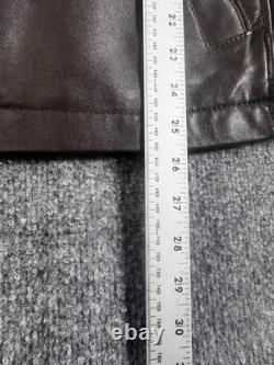 Roundtree & Yorke Men Biker Jacket Small Brown Lamb Skin Outdoor Full Zip Jacket