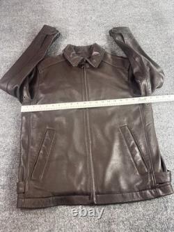 Roundtree & Yorke Men Biker Jacket Small Brown Lamb Skin Outdoor Full Zip Jacket