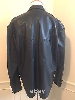 SALE! CHROME HEARTS Men's Black Leather Motorcycle Jacket Coat Blazer! 54
