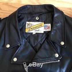 Schott #118 Perfecto Men's Size 46l USA Black Leather Motorcycle Jacket