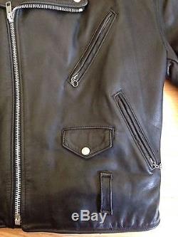 Schott #118 Perfecto Men's Size 46l USA Black Leather Motorcycle Jacket