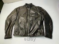 SCHOTT 141 Black Leather Cafe Racer Moto Jacket withRemovable Liner Men's Size 40