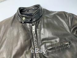 SCHOTT 141 Black Leather Cafe Racer Moto Jacket withRemovable Liner Men's Size 40