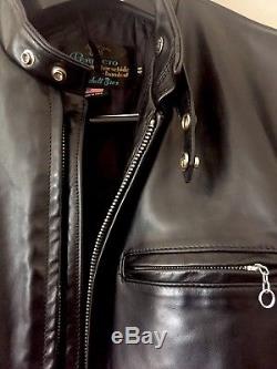 SCHOTT 641HH PERFECTO Horsehide Leather Cafe Racer Motorcycle Jacket Black 44