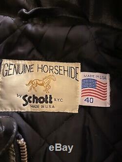 SCHOTT 689H Horsehide Leather Jacket Size 40