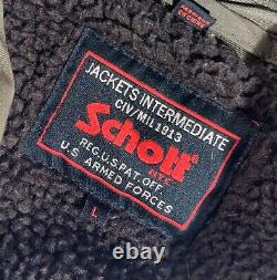 SCHOTT L 1990s Military Sherpa RRL Western Biker Cowichan Shawl Cardigan Jacket