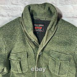 SCHOTT L 1990s Military Sherpa RRL Western Biker Cowichan Shawl Cardigan Jacket